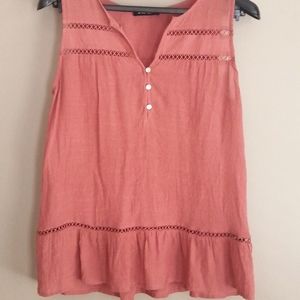 brody myles sleeveless summer blouse, rust color, sz m